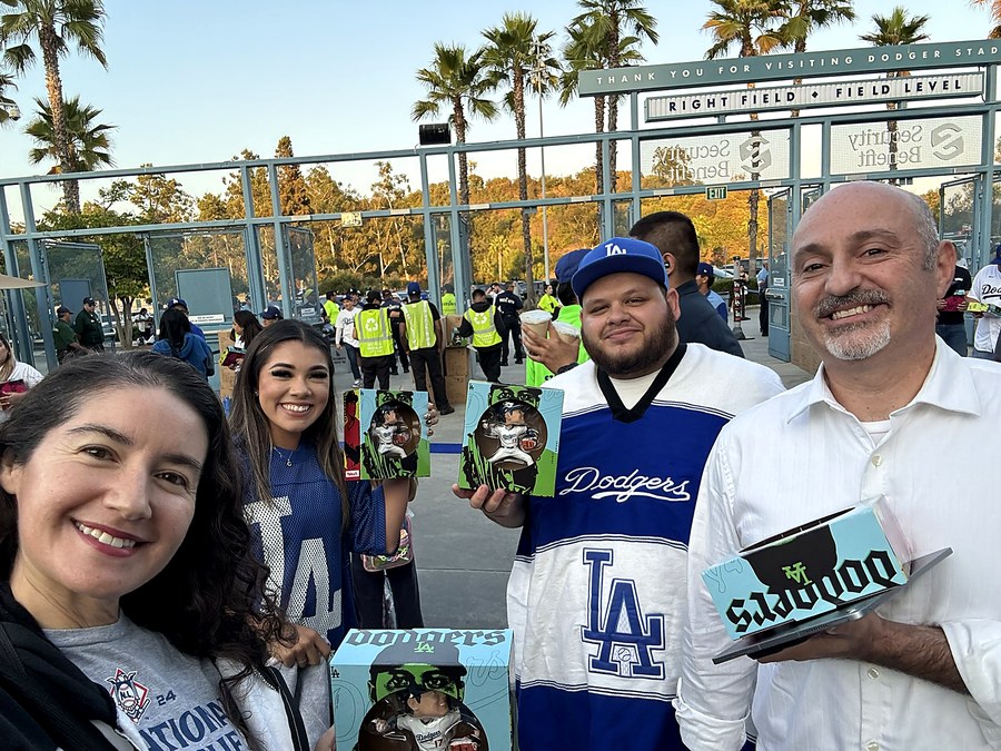 Team members at a Dodgers game night